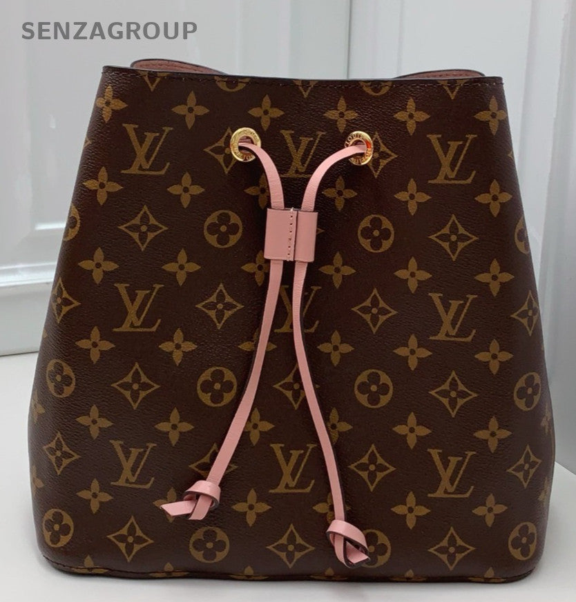 Louis Vuitton Monogram Bucket Shoulder Bag Crossbody Brown Pink Women Classic