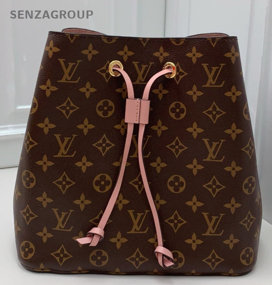 Louis Vuitton Monogram Bucket Shoulder Bag Crossbody Brown Pink Women Classic