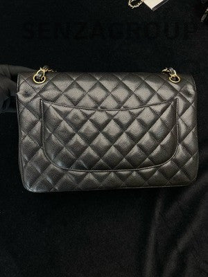 Chanel Classic Flap Jumbo Black Gold Quilted Chain Shoulder Bag