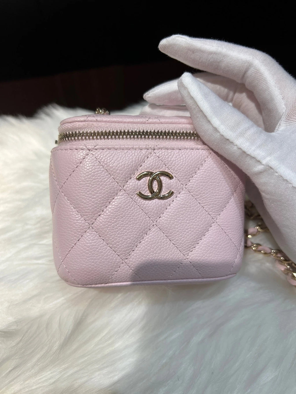 CHANEL Calfskin Sakura Pink Small Box Crossbody Bag For Women
