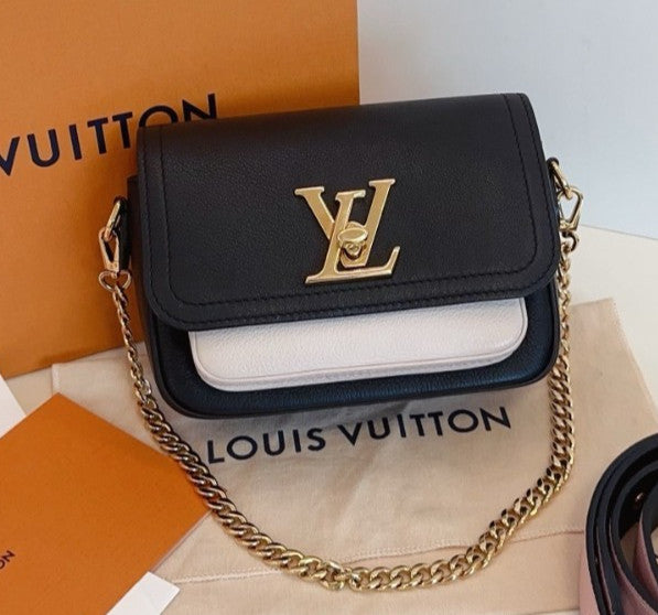 Louis Vuitton Lockme Tender Chain Shoulder Crossbody Black Gold Women Classic