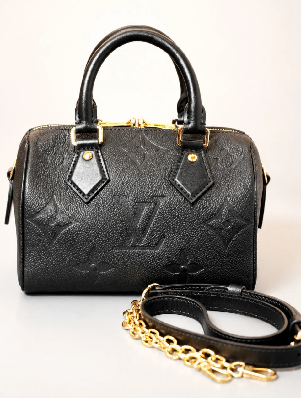 Louis Vuitton Speedy20 Monogram Empreinte Black Top Handle Bag Excellent