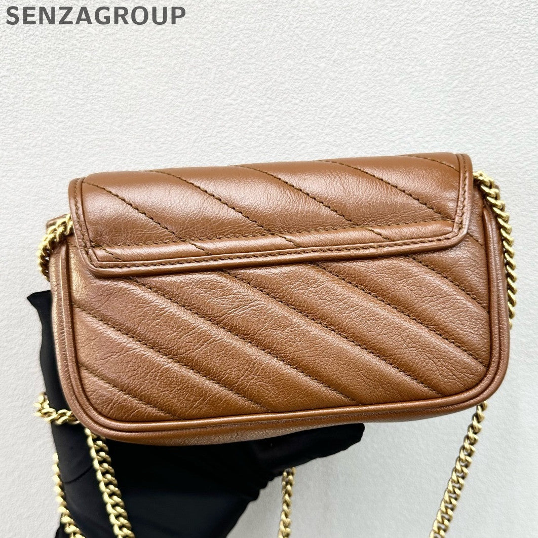 Gucci Marmont Mini Chain Shoulder Crossbody Bag Brown Classic Women