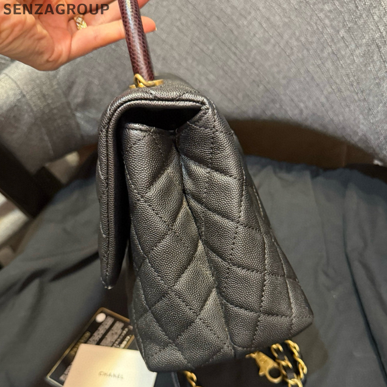 Chanel Coco Handle Medium Black Gold Quilted Classic Handbag