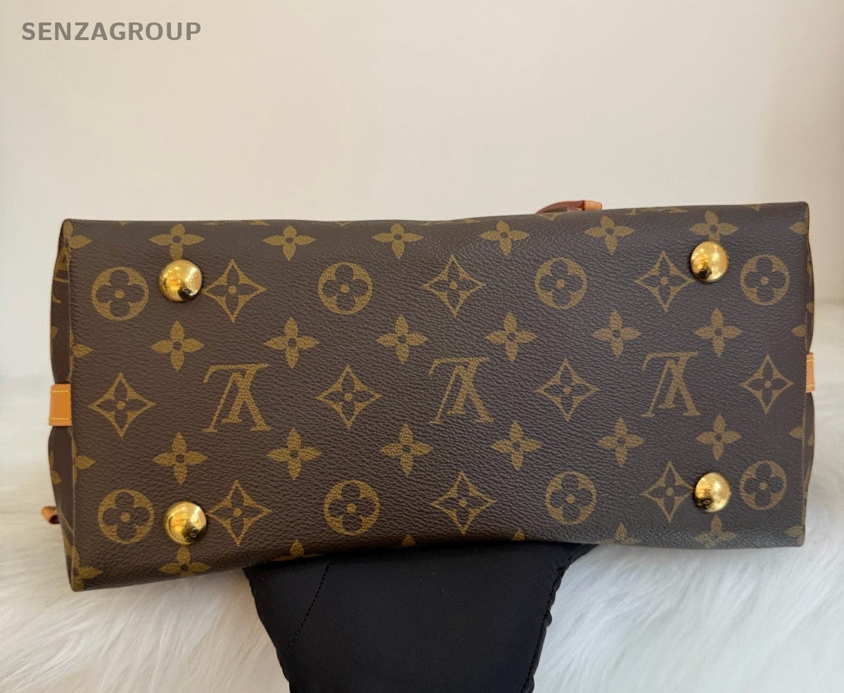 Louis Vuitton Carryall PM Monogram Shoulder Bag Brown Gold Women Classic
