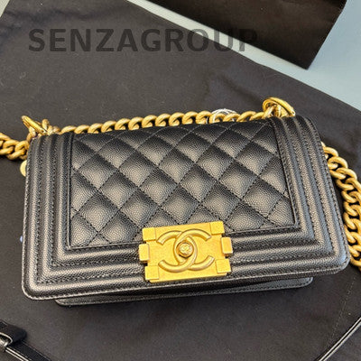 Chanel Le Boy Small Quilted Black Gold Chain Shoulder Crossbody Bag
