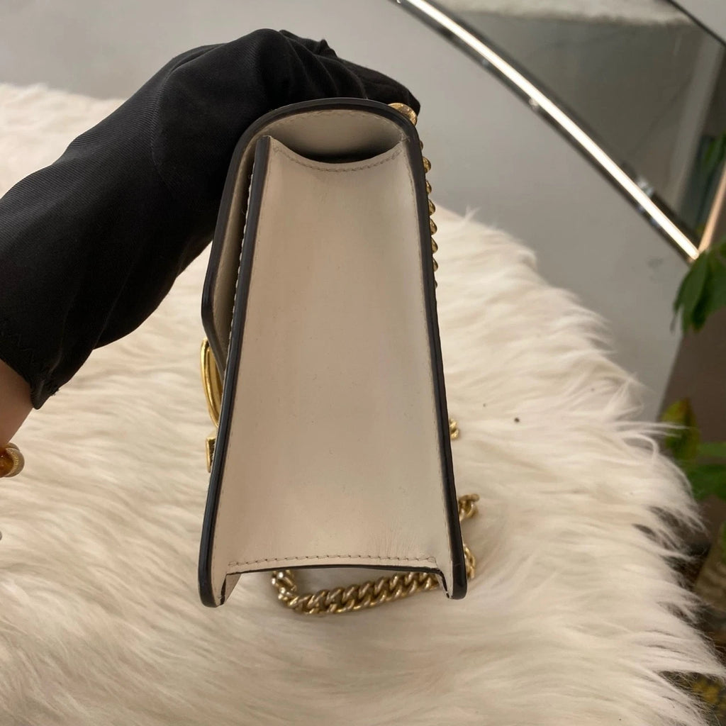 Gucci Sylvie Small Chain Shoulder Bag - White Gold Classic Women's