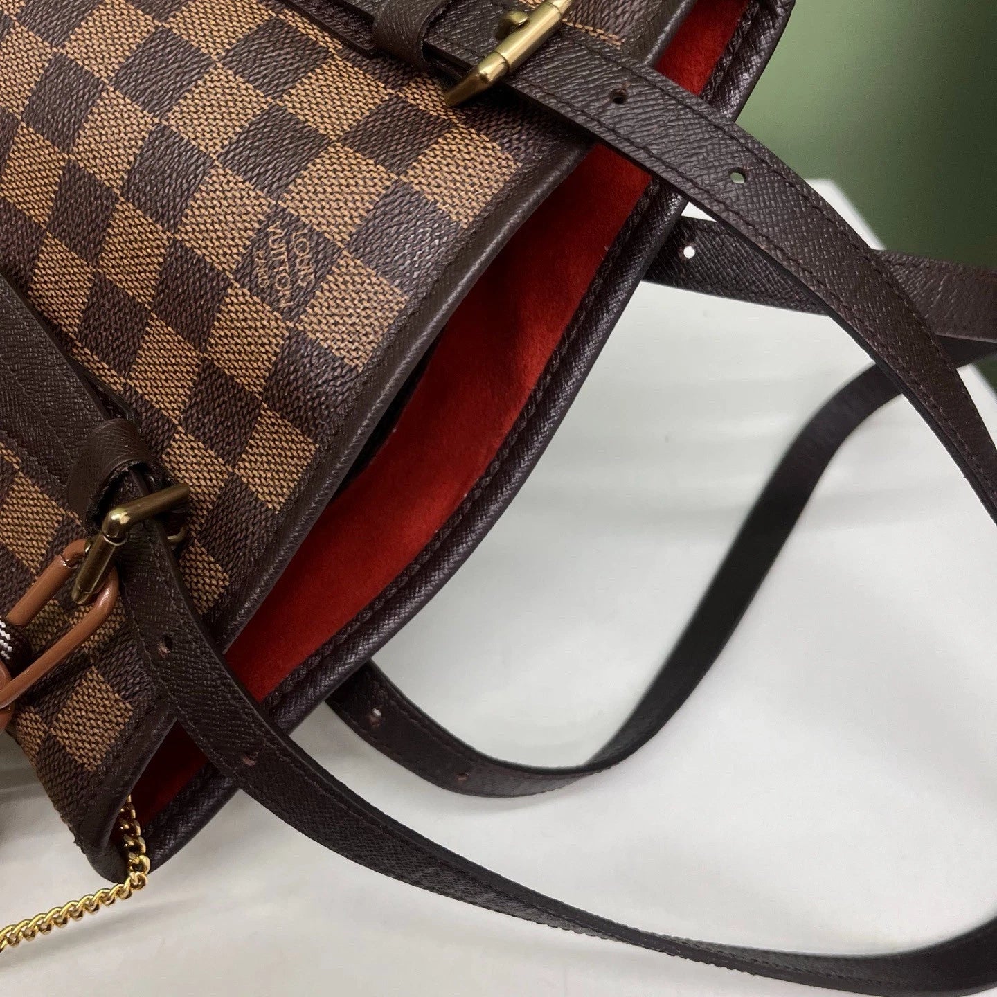 Louis Vuitton Damier Ebene Bucket Brown Shoulder Bag Women Classic