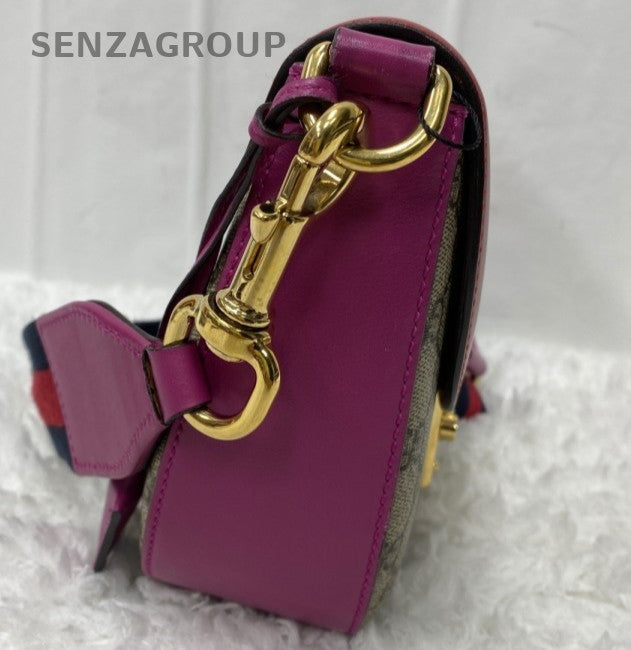 Gucci Ophidia Saddle Shoulder Bag Brown Red Gold Women Classic Fashion