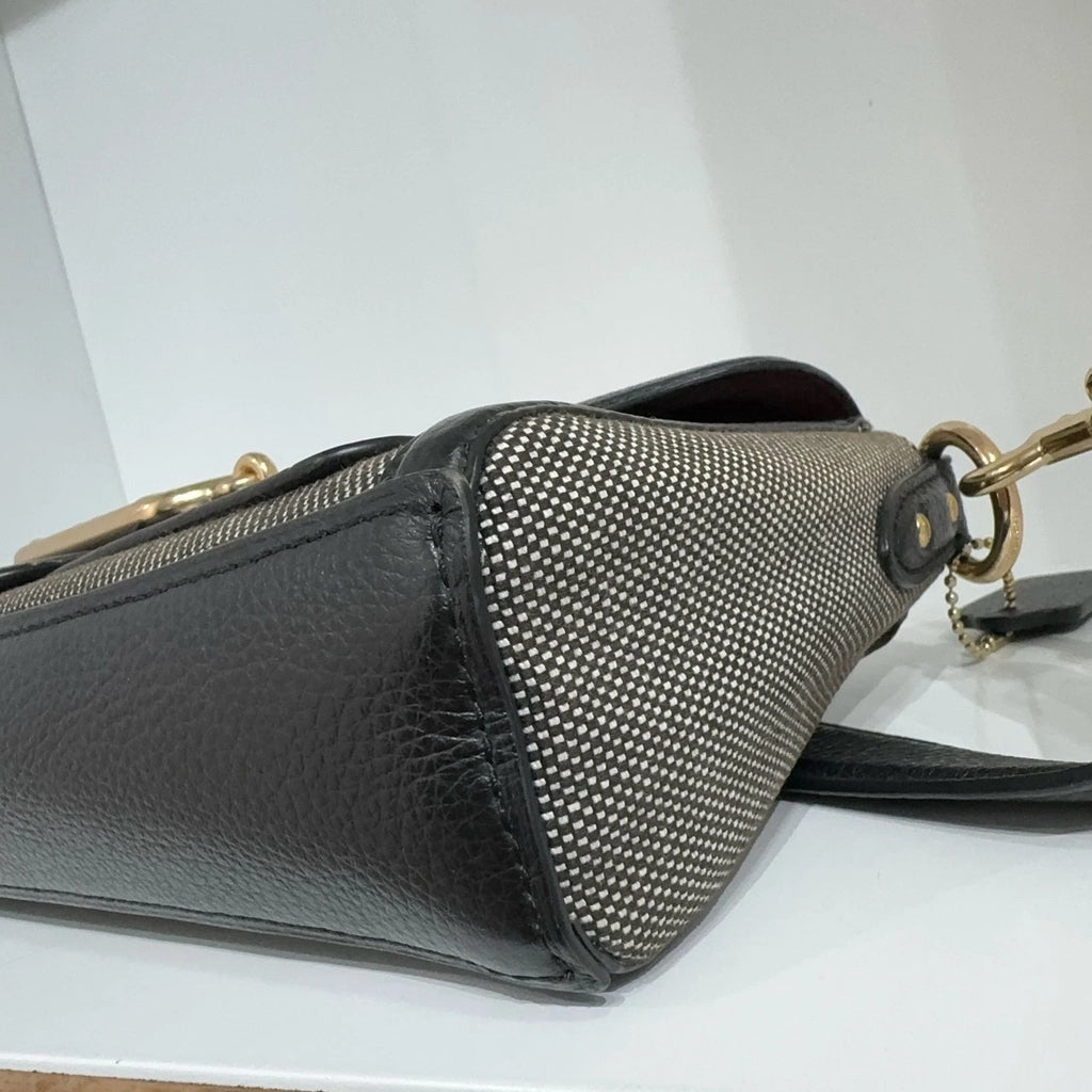 Coach Jade 26 Canvas Leather Shoulder Crossbody Handbag Women Black Grey