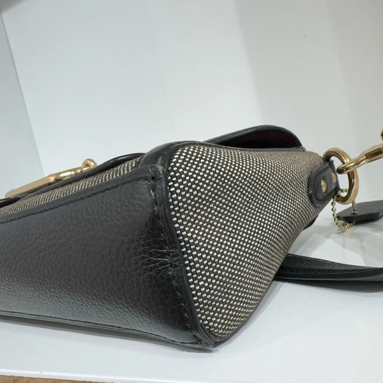 Coach Jade 26 Canvas Leather Shoulder Crossbody Handbag Women Black Grey