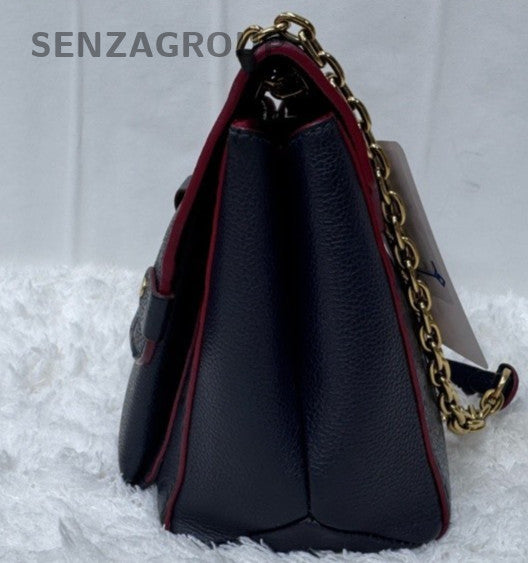 Louis Vuitton Vavin MM Monogram Chain Shoulder Bag Blue Gold Women Fashion