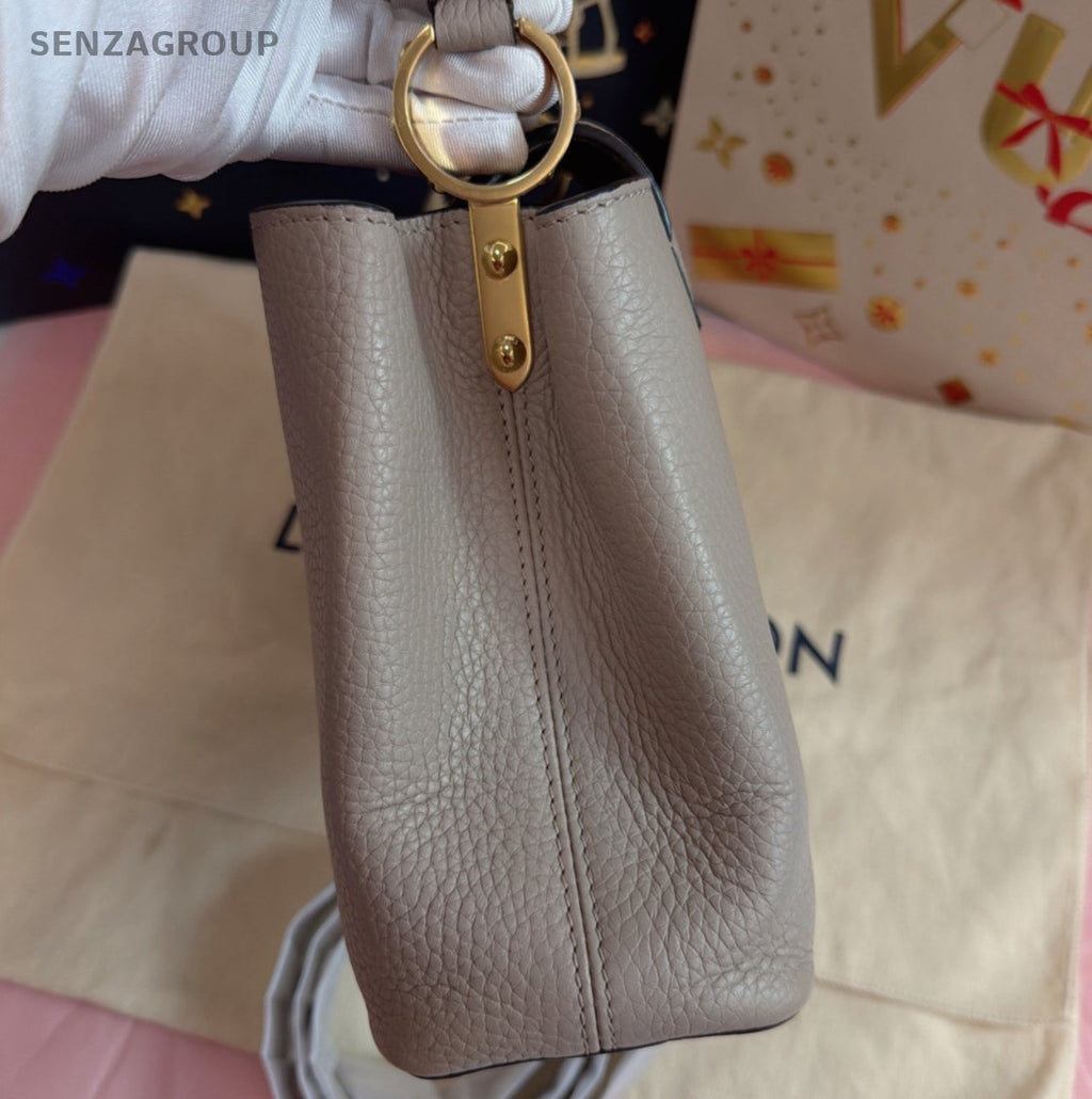 Louis Vuitton Capucines BB Gray Gold Top Handle Bag Crossbody Women Classic