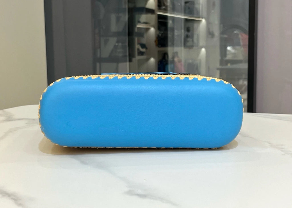 Loewe Mini Blue Straw Shoulder Bag For Women