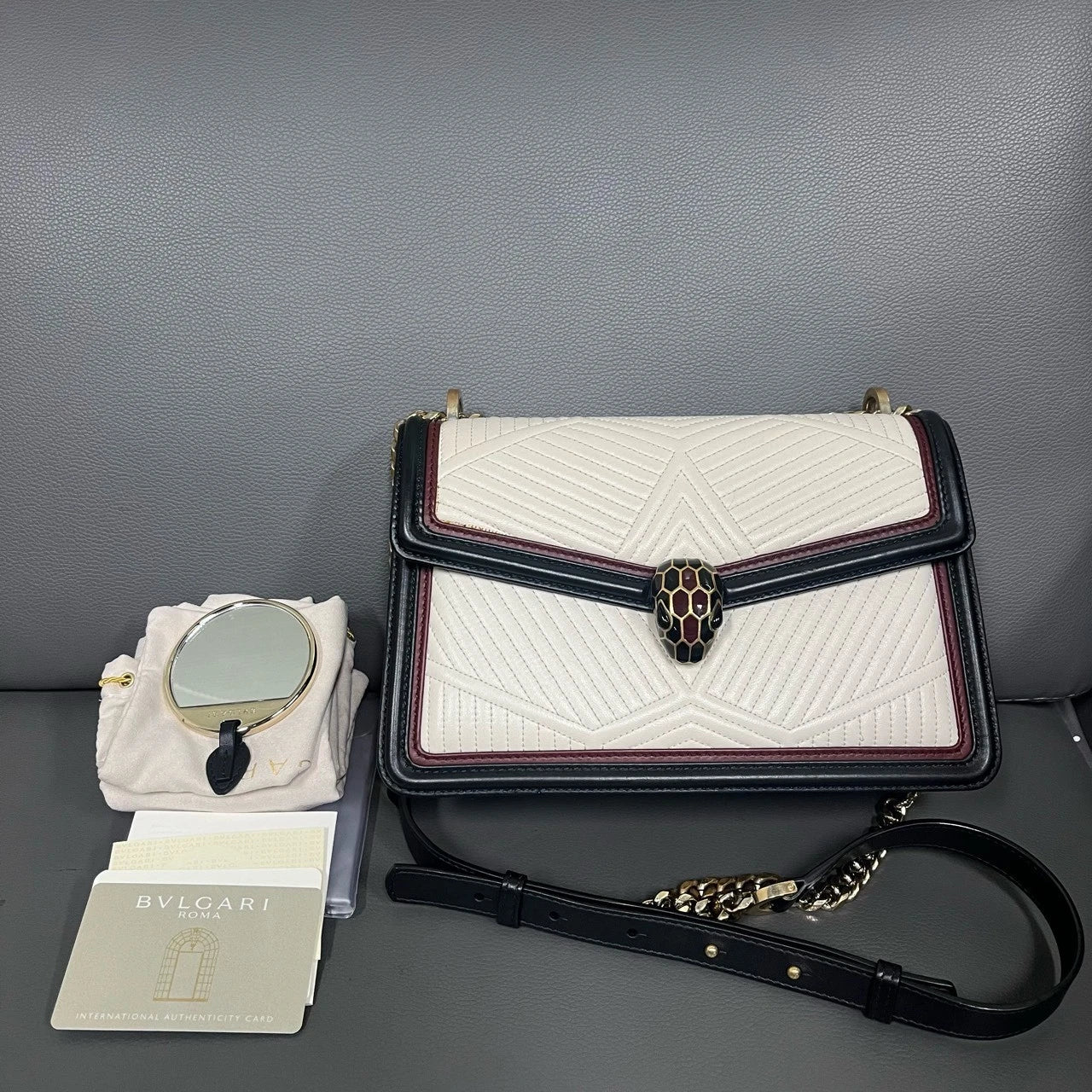 Bvlgari Limited Large White Snake Head Shoulder Crossbody Bag For Women