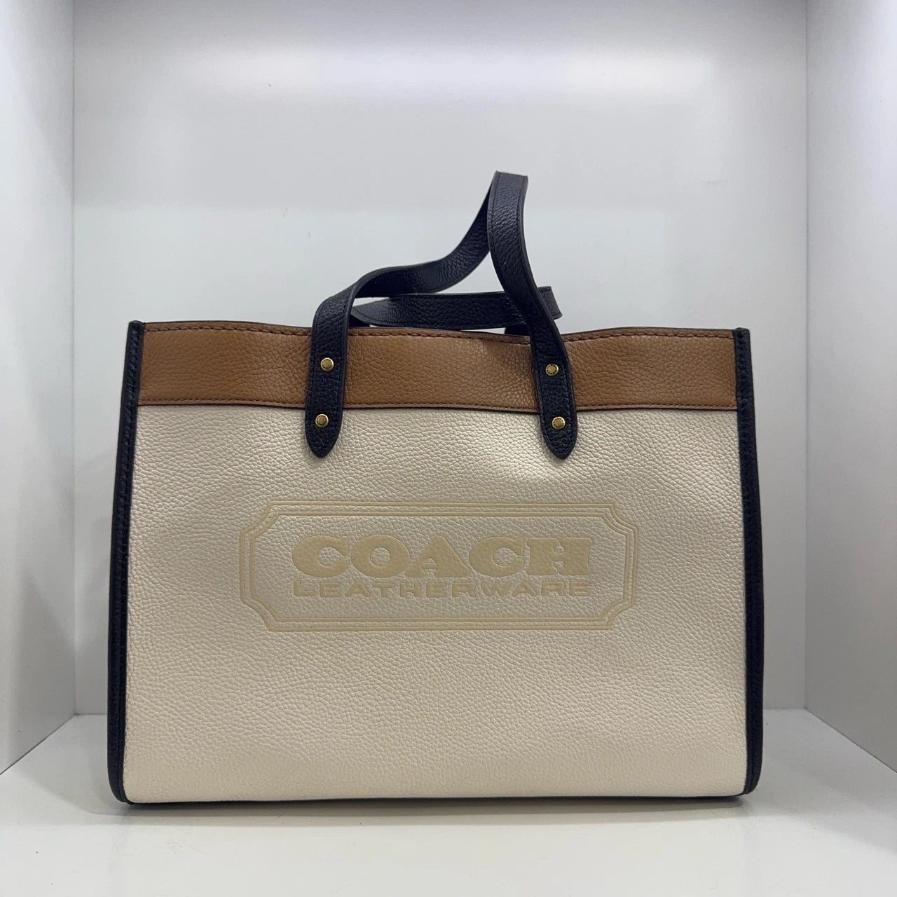 Coach Field 30 Embossed Logo Leather Tote Bag For Women