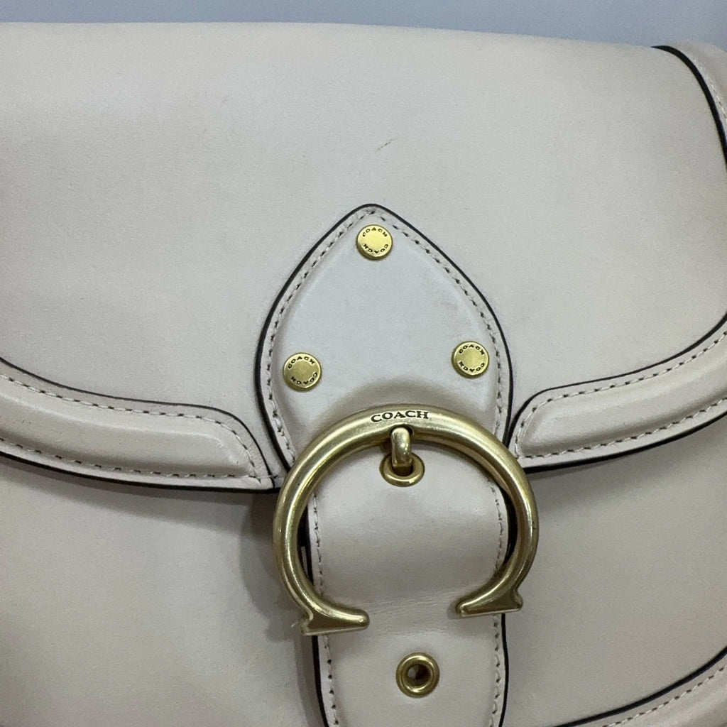 COACH Women's Medium White Leather Vintage Flap Saddle Shoulder Crossbody