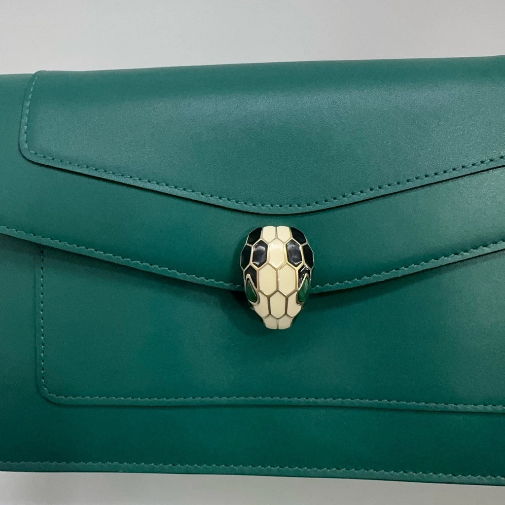 Bvlgari Snake Head Chain Shoulder Crossbody Bag For Women Emerald Green