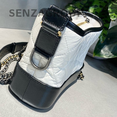 Chanel Small Black & White Gabrielle Hobo Bag Quilted Chain Shoulder Crossbody