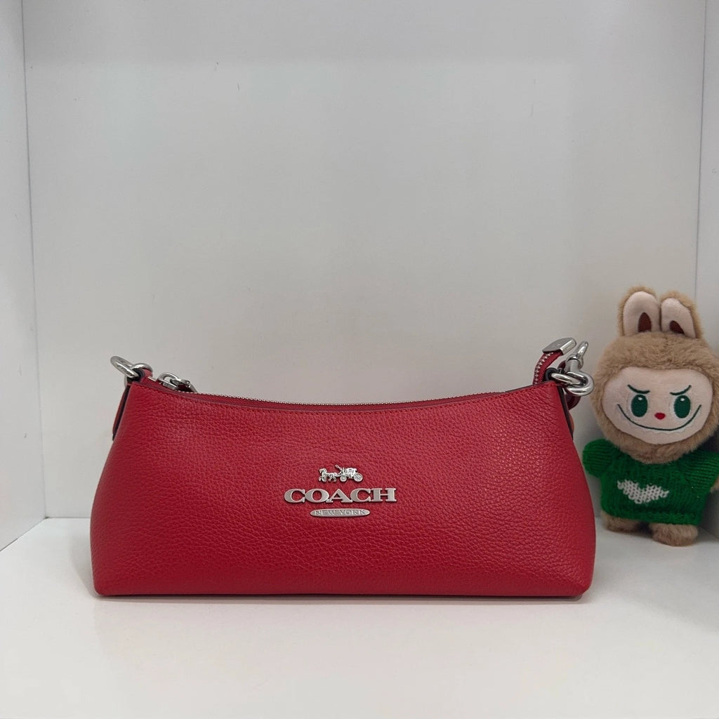 Coach Charlotte 25 Logo Monogram Pebbled Leather Shoulder Bag For Women