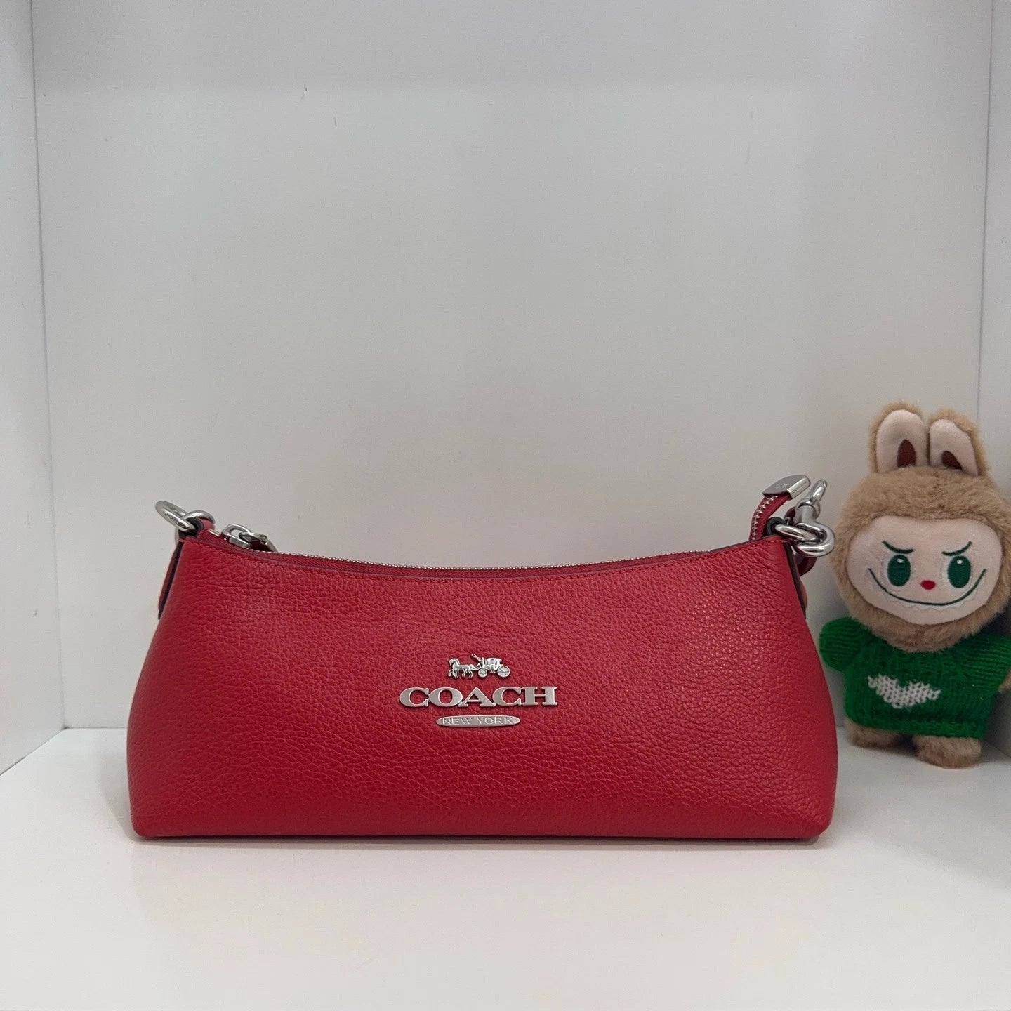 Coach Charlotte 25 Logo Monogram Pebbled Leather Shoulder Bag For Women
