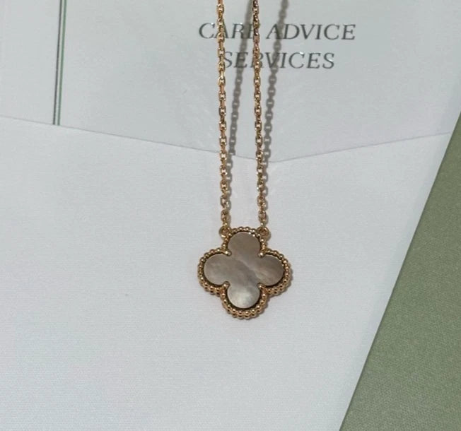 Van Cleef &amp; Arpels Vintage Alhambra Gray Mother of Pearl Necklace 18k Rose Gold