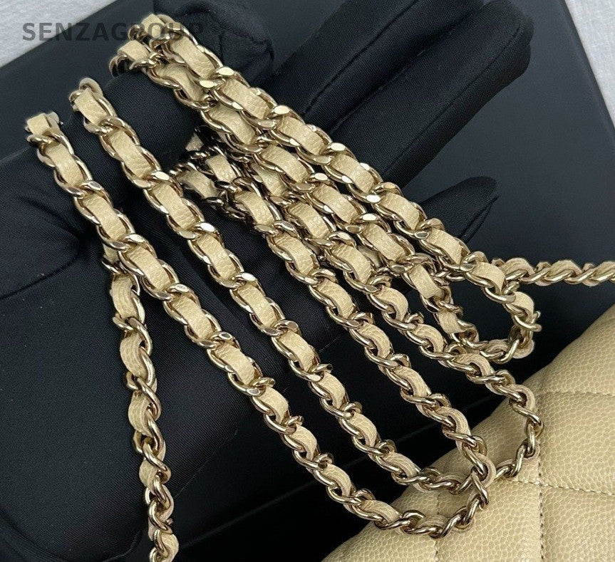Chanel Diamond WOC Chain Shoulder Bag Crossbody Yellow Gold Women Classic