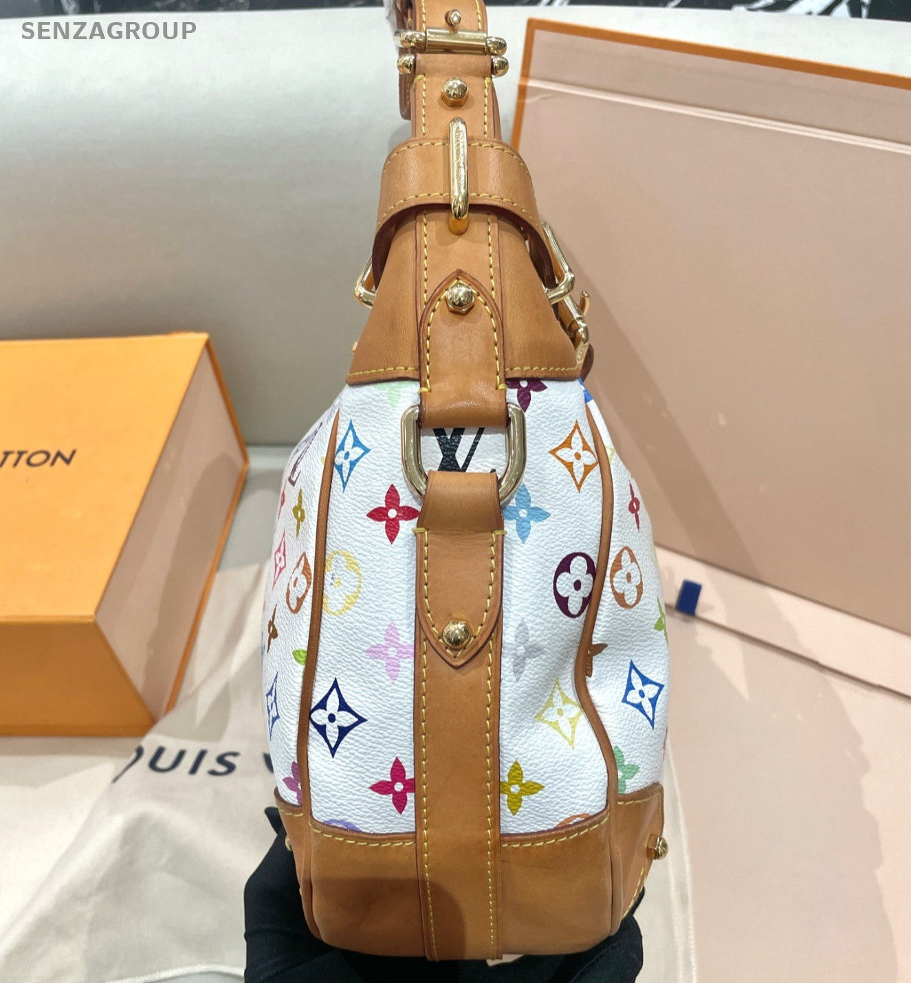 Louis Vuitton Monogram White Multicolor Shoulder Bag Used Women Classic