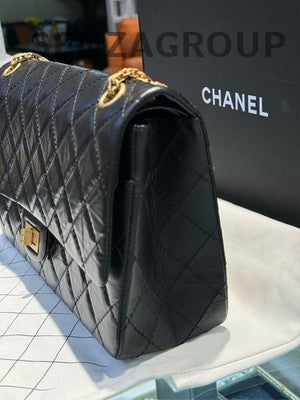 Chanel Black Gold Medium Classic Quilted Chain Shoulder Bag