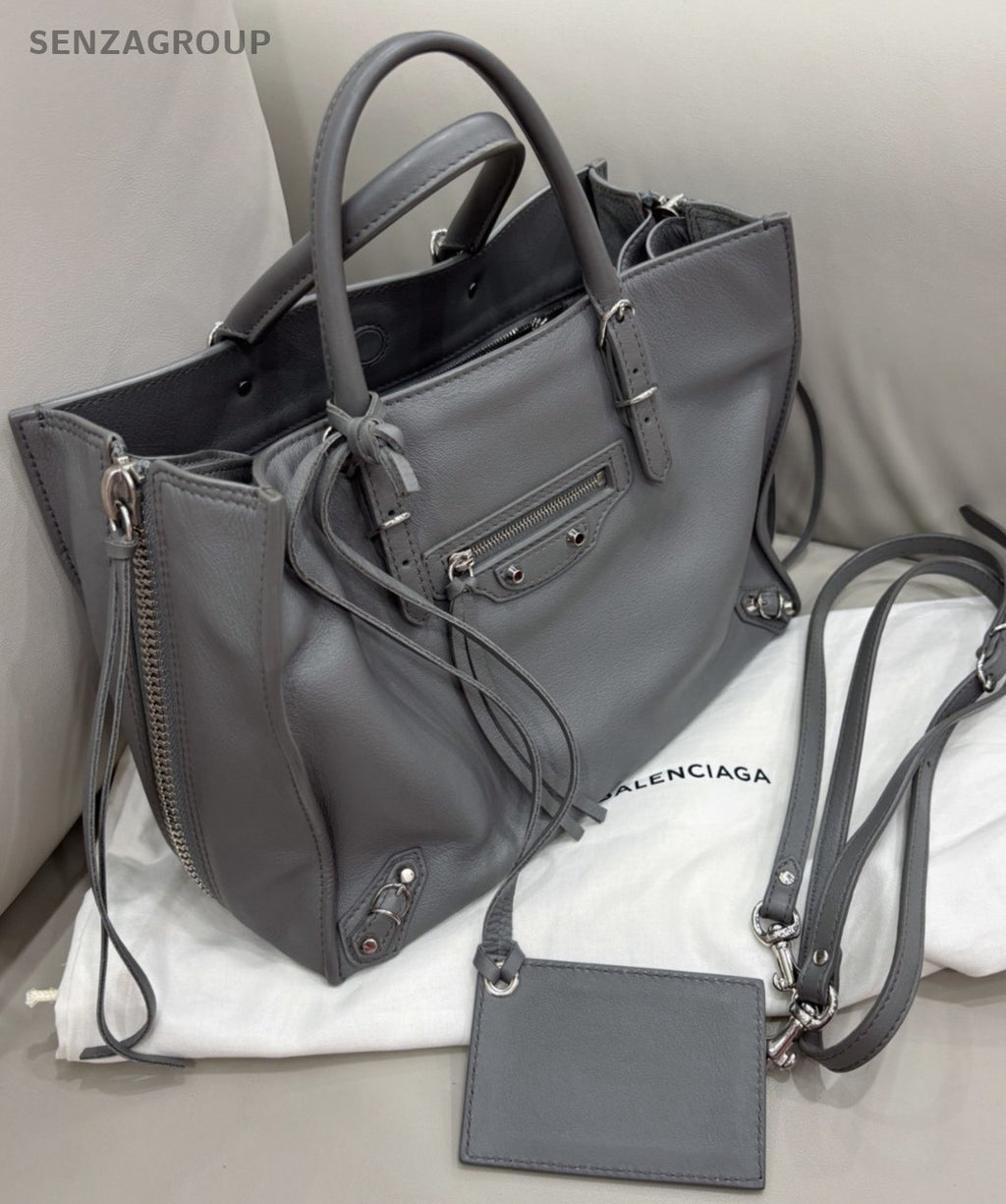 Balenciaga City Tote Top Handle Shoulder Crossbody Bag Gray Almost Brand New
