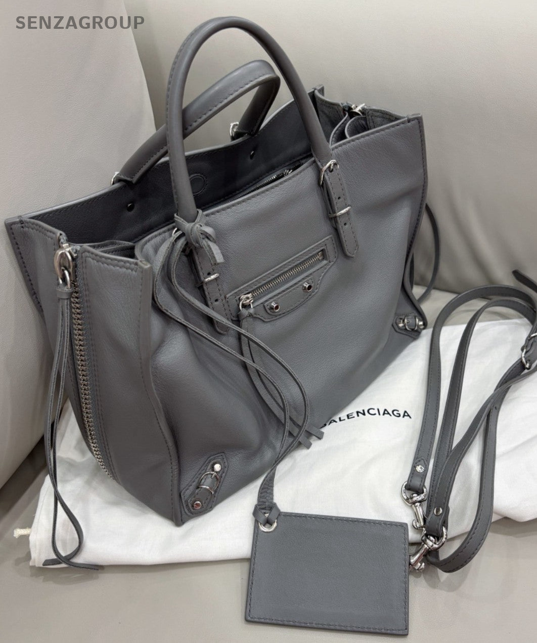 Balenciaga City Tote Top Handle Shoulder Crossbody Bag Gray Almost Brand New