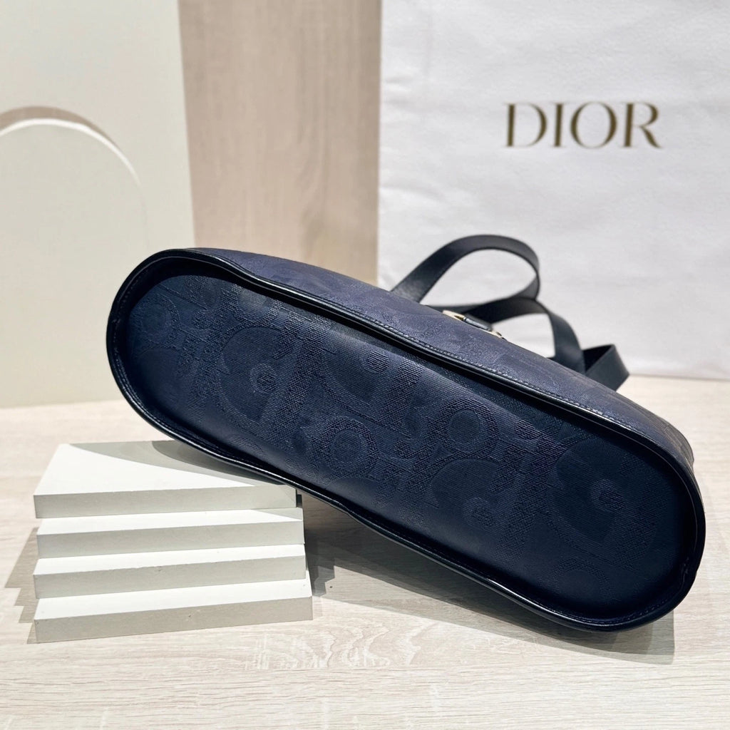 Dior Blue Embossed Shoulder Handbag For Women