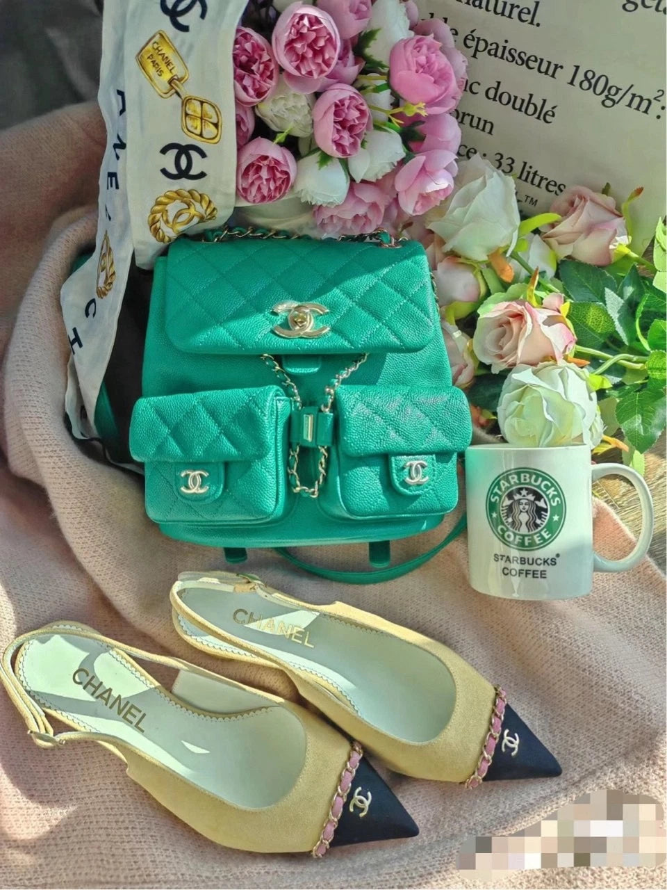 CHANEL Mint Green Grained Leather Small Duma Backpack For Women