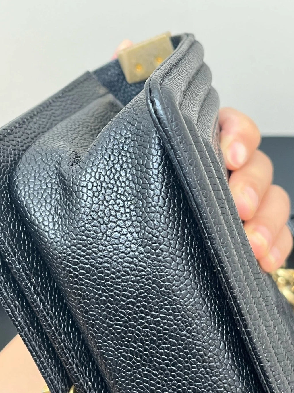 CHANEL LeBoy Small Black Gold Leather Shoulder Bag For Women