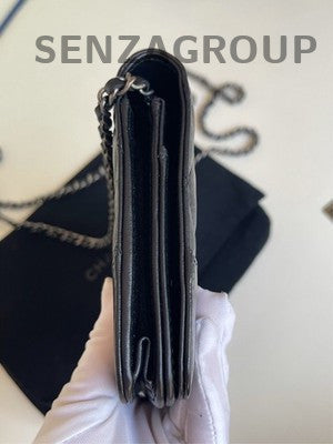 Chanel Classic Quilted WOC Wallet on Chain Black Gold Crossbody Bag