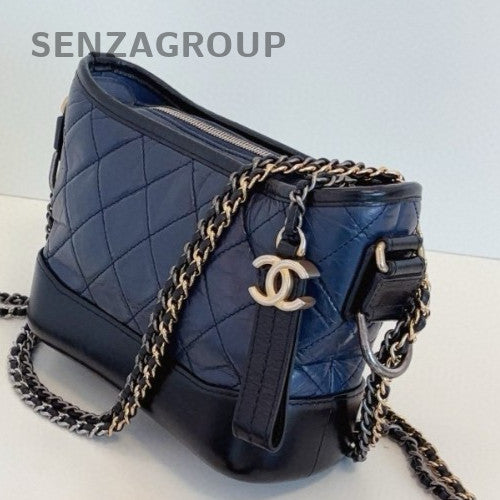 Chanel Gabrielle PM Chain Shoulder Bag Crossbody Blue Gold Women Classic Fashion