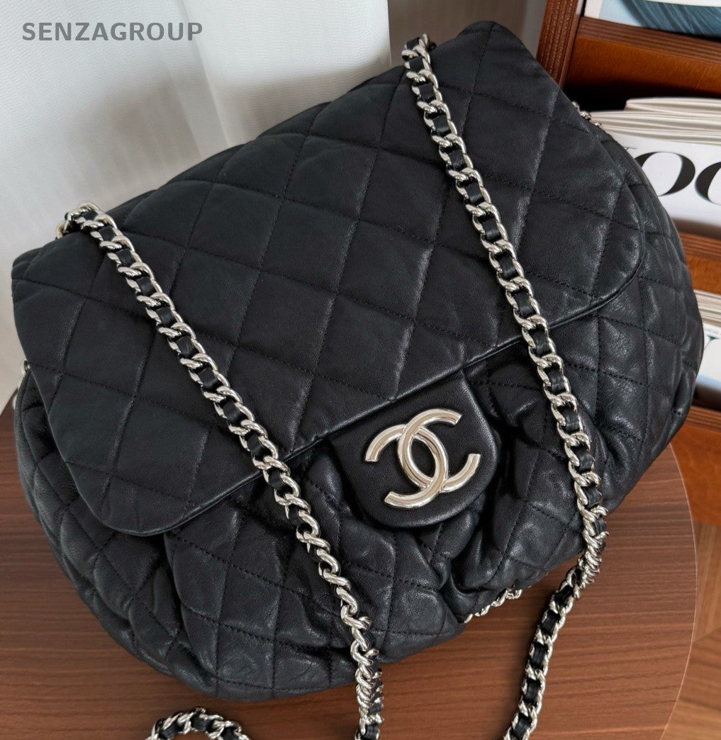 CHANEL Chain Around Shoulder bag Black silver Calfskin
