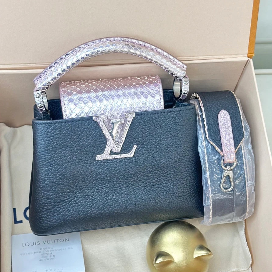 Louis Vuitton Capucines Mini Snakeskin Calfskin Top Handle Crossbody Bag Women S