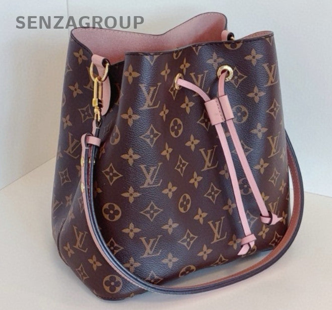 Louis Vuitton Neonoe MM Monogram Bucket Shoulder Bag Crossbody Brown Pink Women