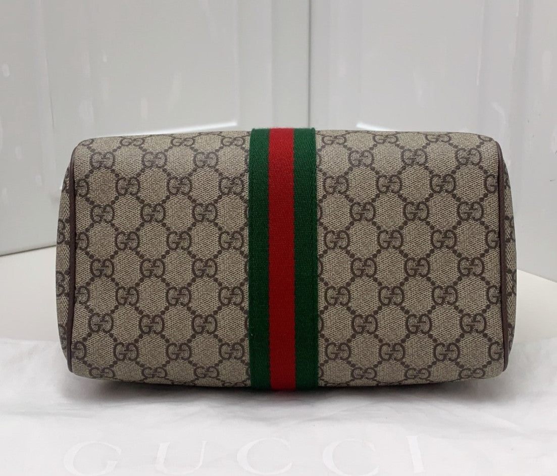Gucci Boston Ophidia Top Handle Crossbody Brown Gold Used Women Classic