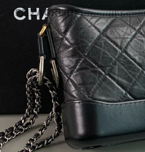 Chanel Gabrielle PM Diamond Pattern Chain Shoulder Bag Black Used Women Classic