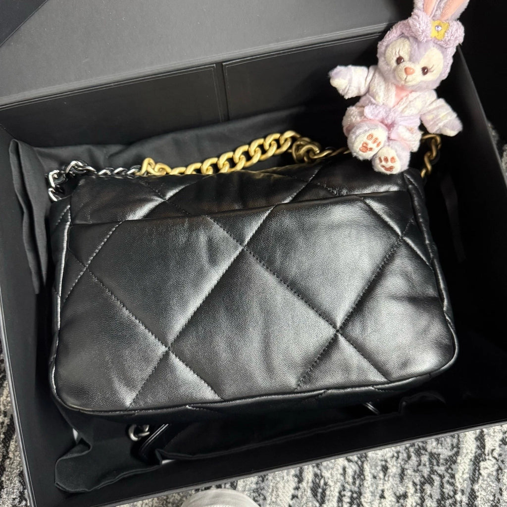 New Authentic CHANEL 19 Black Gold Small Shoulder Bag for Women
