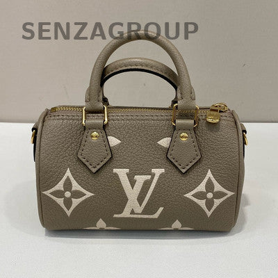 Louis Vuitton Nano Speedy Monogram Grey Gold Handbag Shoulder Bag Women