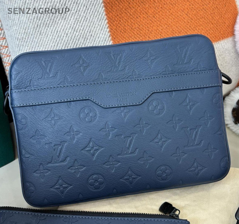 Louis Vuitton Trio Monogram Shoulder Bag Blue Black Unisex Adults Classic
