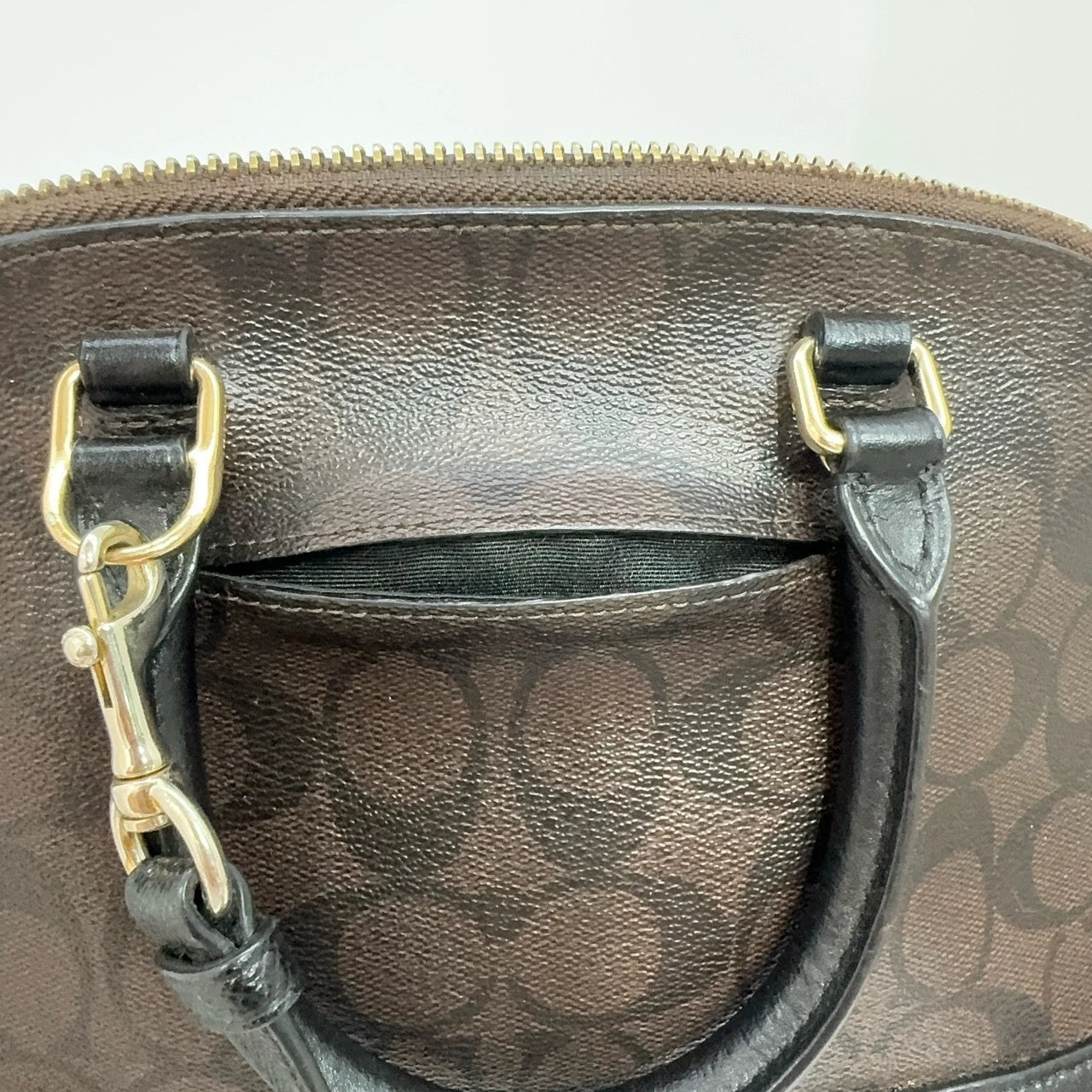 Coach Brown Monogram Shell Shoulder Handbag Crossbody Bag For Women