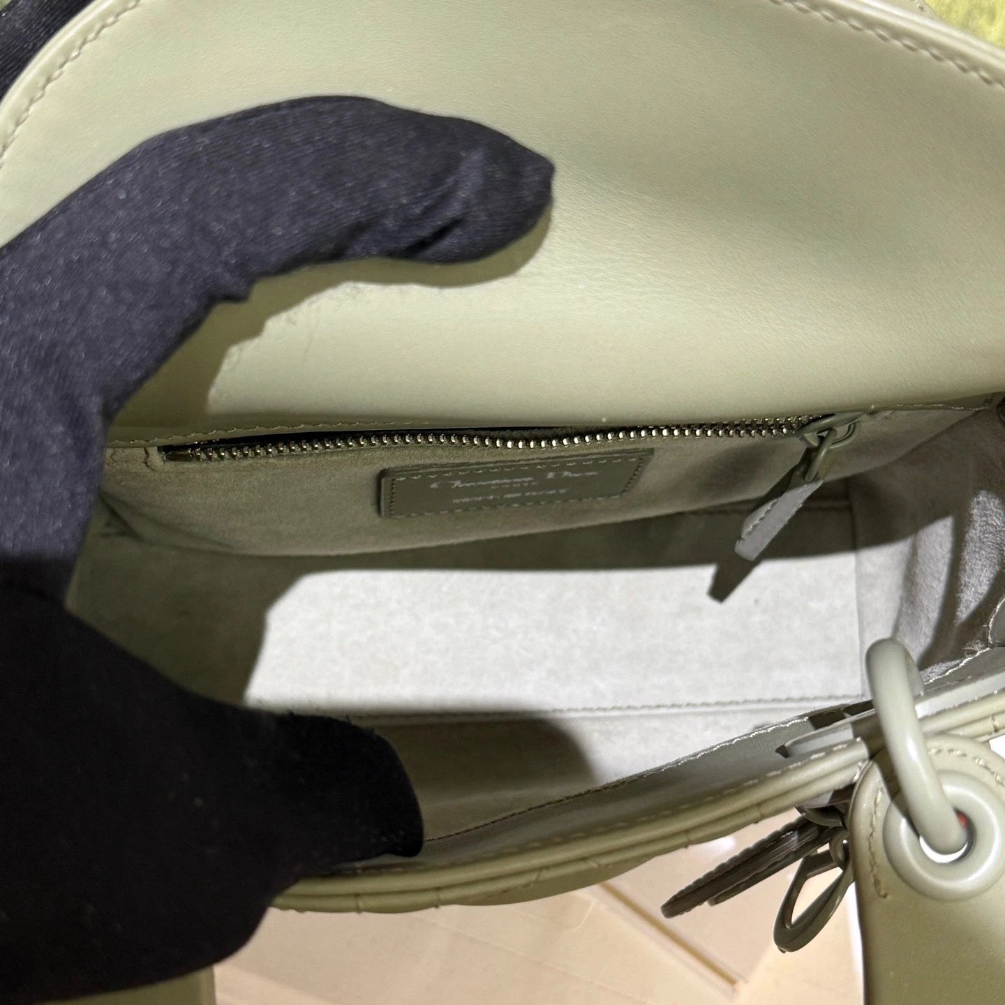 Dior Lady Dior Green Top Handle Excellent