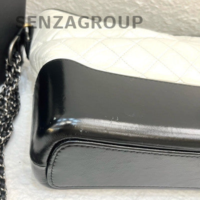 Chanel Medium Gabrielle Hobo Bag Black White Chain Shoulder Crossbody
