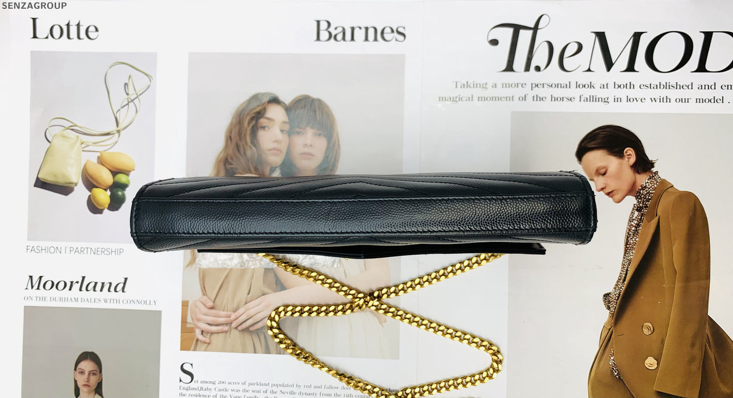 Saint Laurent Mini Envelope Chain Shoulder Crossbody Bag Black Gold