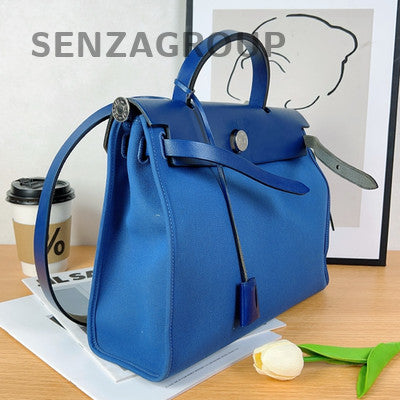 Hermès Herbag 31 Blue Silver Bucket Handbag Shoulder Bag Classic Women