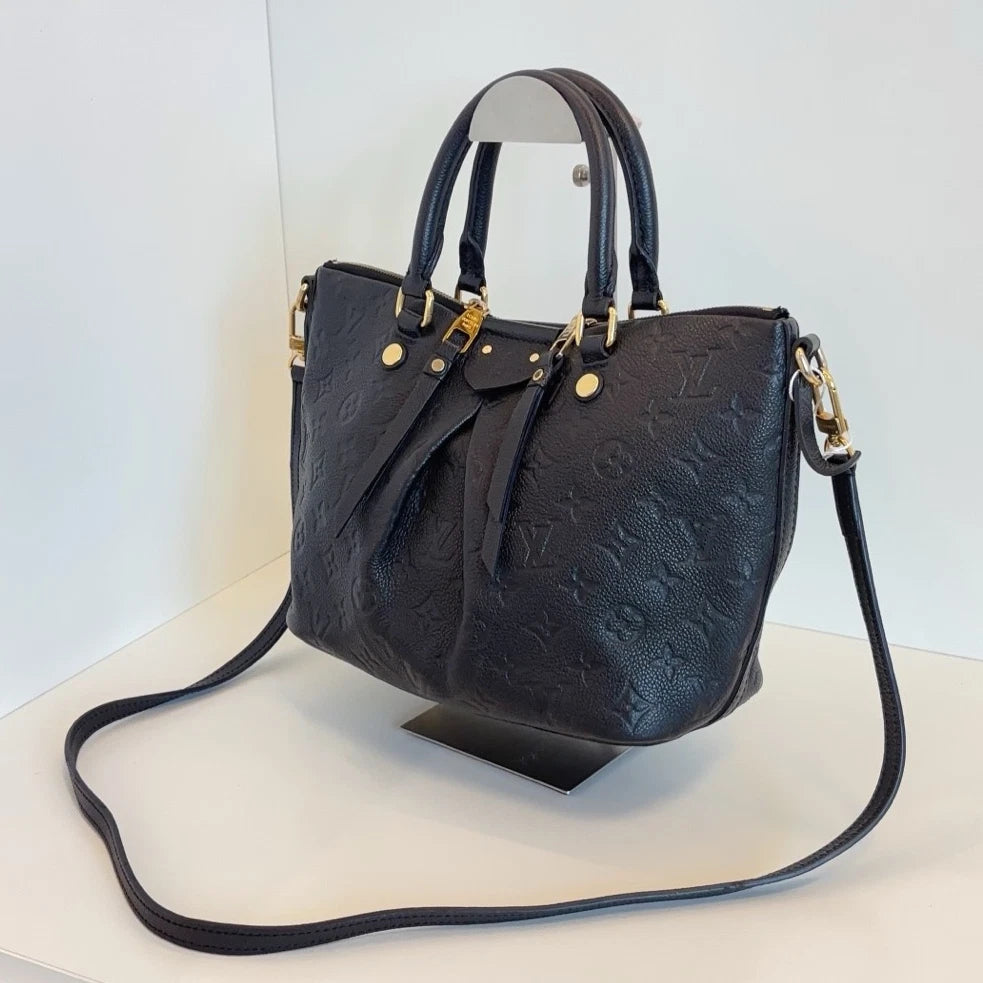 Louis Vuitton Mazarine Monogram Empreinte Tote Top Handle Shoulder Bag Black GHW